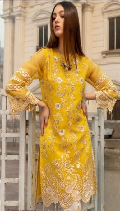 Bright Yellow Embroidered 3-Piece (Un-stitched)