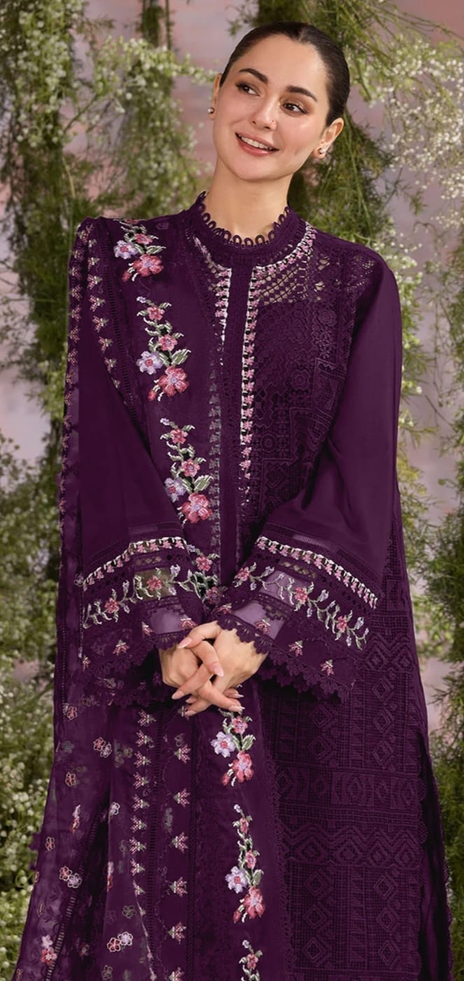 Floral Elegance – 3-Piece Embroidered Suit (un-stitched)