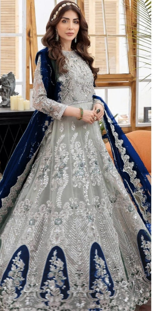 Luxury Net Embellished Maxi Suit (Unstitched)